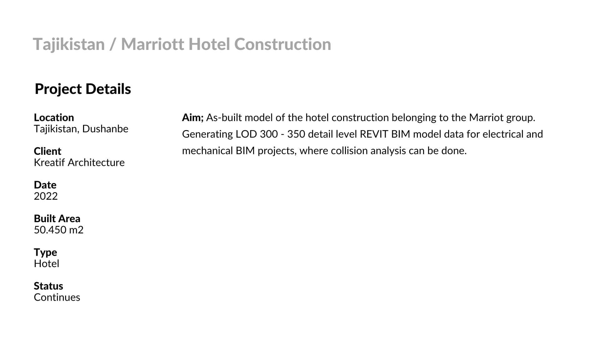 Scan to BIM - Project Details